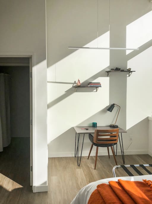 This writing desk is perfect for someone working remotely while staying at our unit.