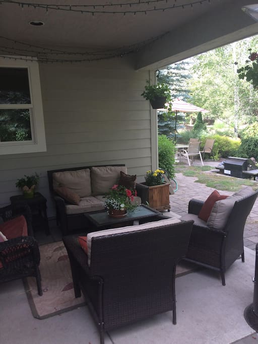 Backyard patio for early morning coffee, enjoying evening wine, or anything in between