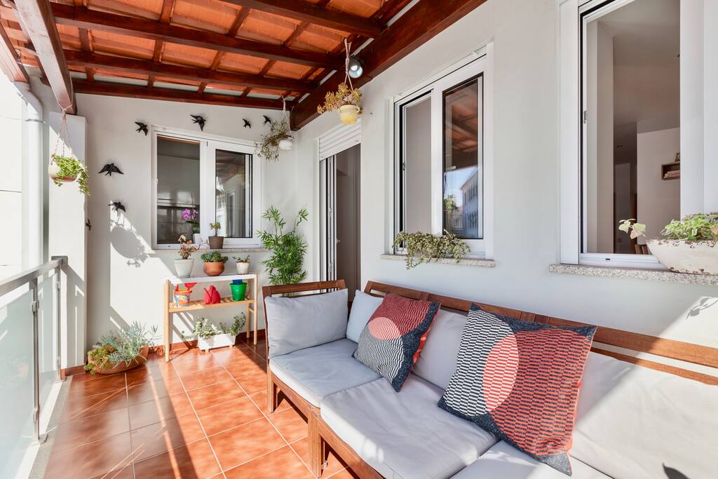 Balcony is composed by comfortable couch and all day sunlight