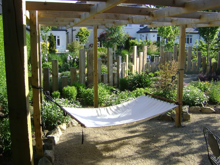 Enjoy my 2 hammocks at the back of the garden for serious relaxation.