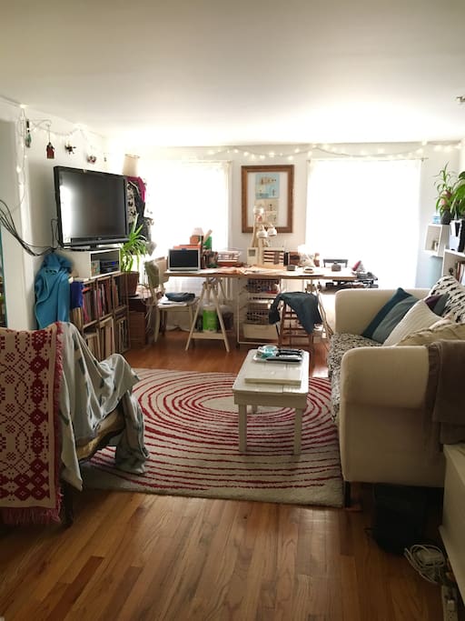 I use part of the living room as an art studio