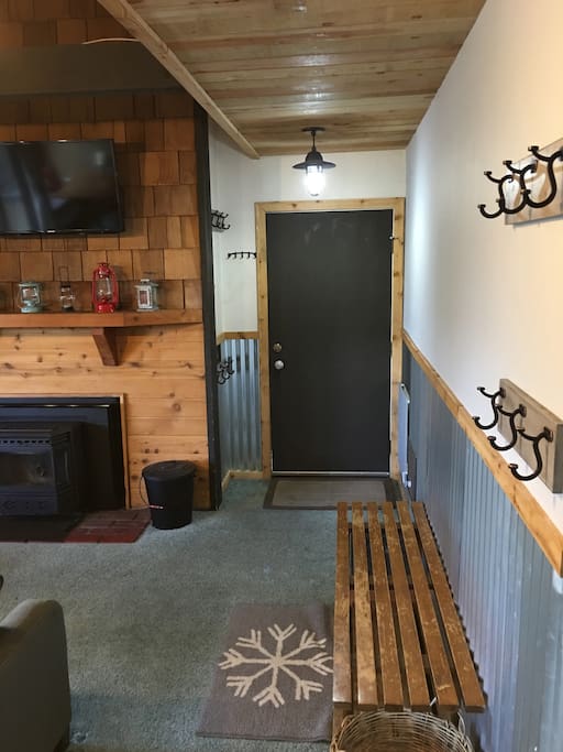 Entry with seating and plenty of jacket hooks