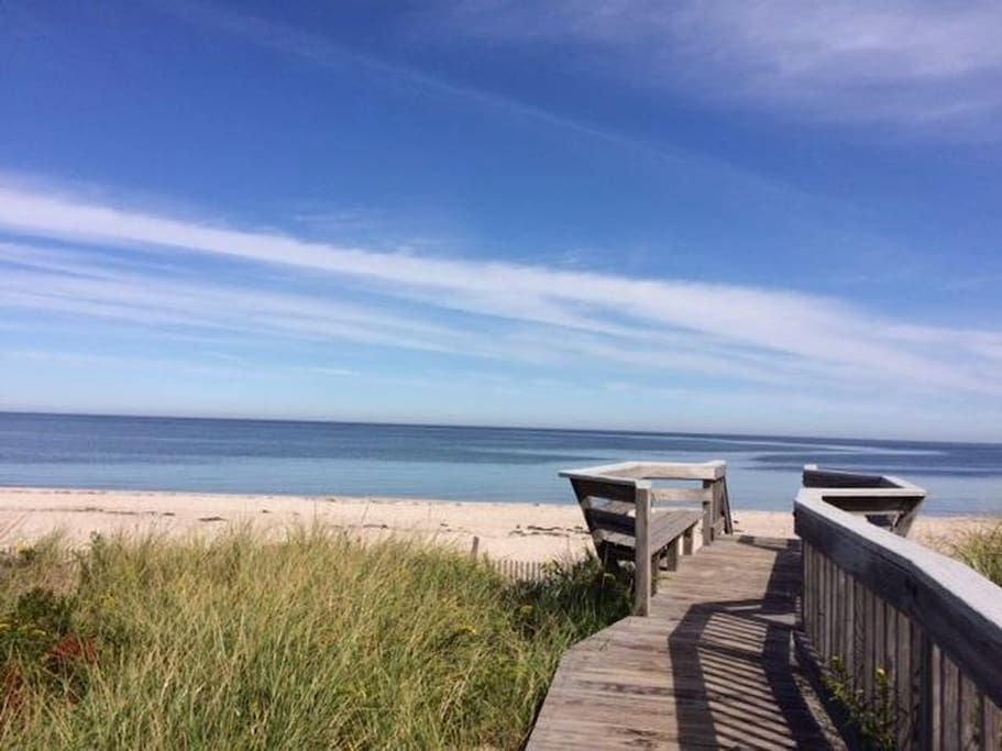 Boardwalk to beach - short walk from cottage