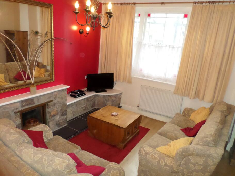 Comfortable lounge with Freesat Sky box