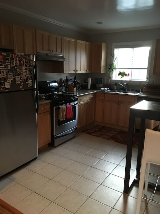 Large kitchen, with granite countertops and stainless steel appliances!