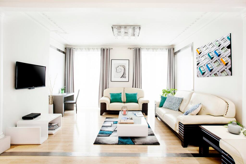 First Living room with leather sofa