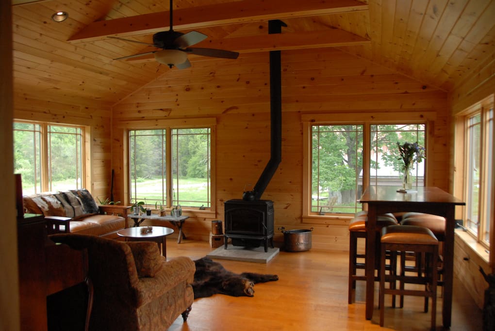 Main room with woodstove