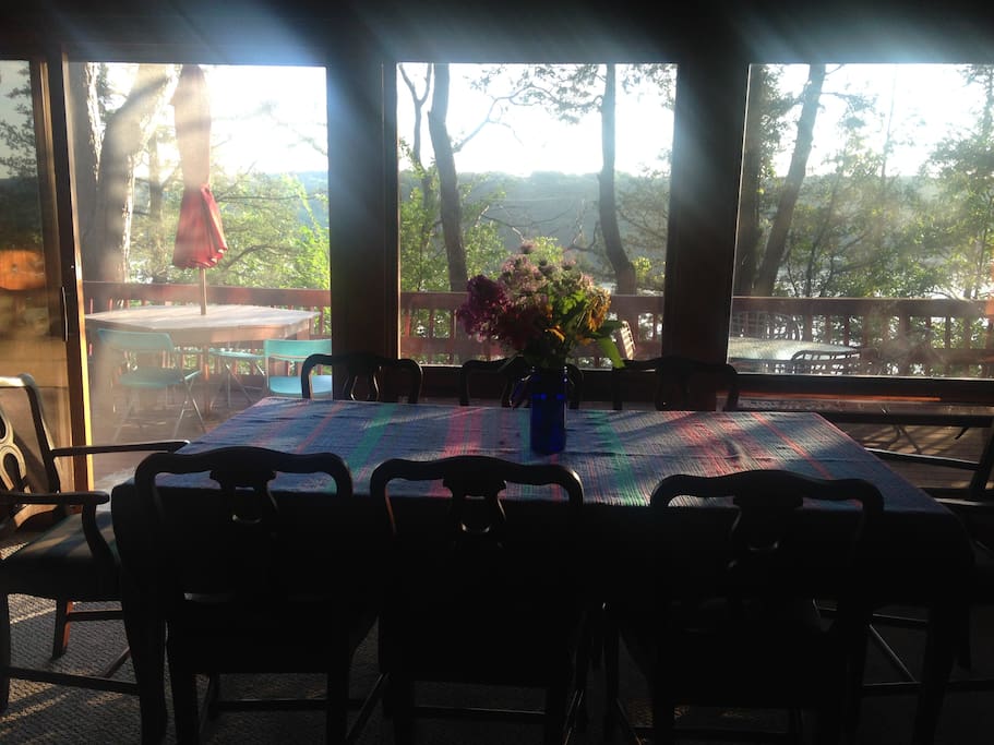 Panoramic view across the St. Croix River from dining area