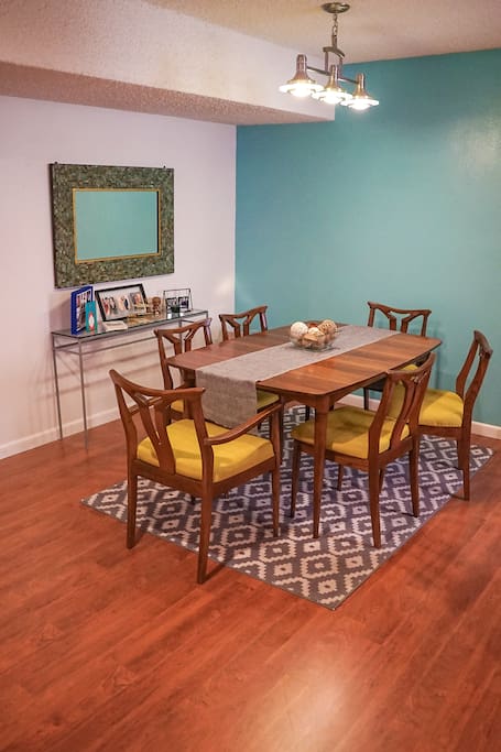 Dining area sits up to 6 or more.