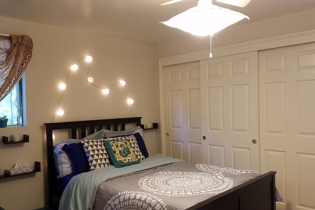 Looking toward the bed from the kitchenette.