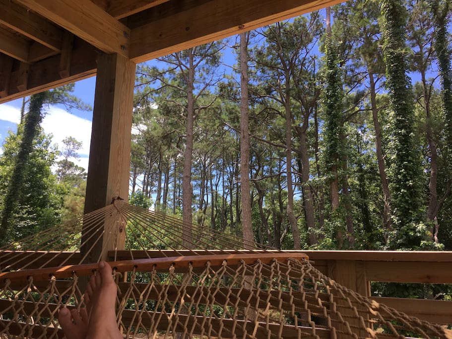 Hammocks and lounge chairs w/cushions on all decks/covered porches
