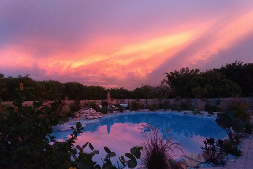 our natural pool at sunset