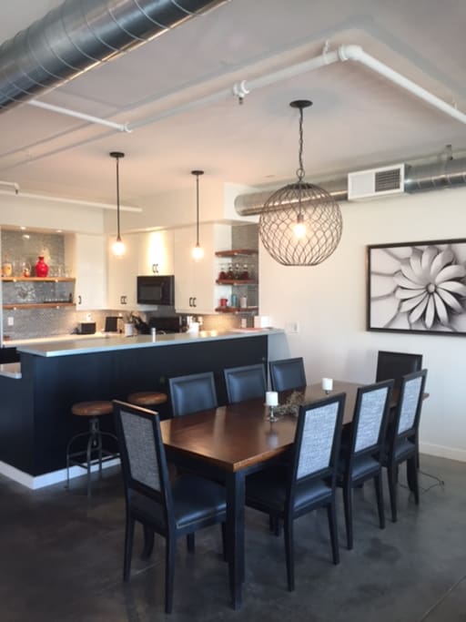 Dining table that seats up to eight people comfortably
