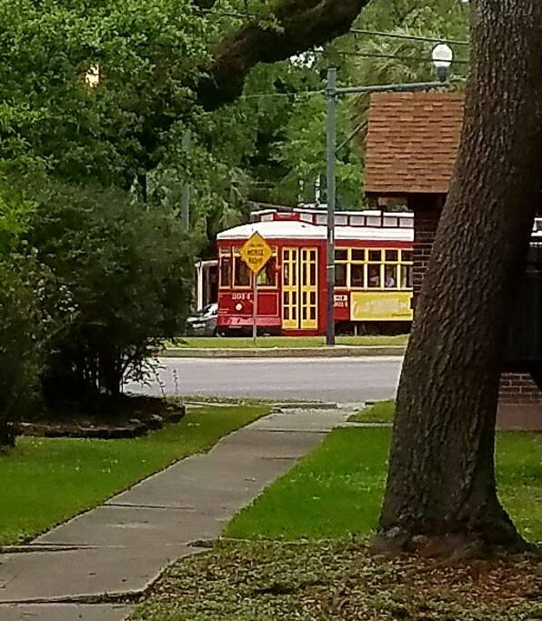 This is the view of the Streetcar line from the apartment's private courtyard.