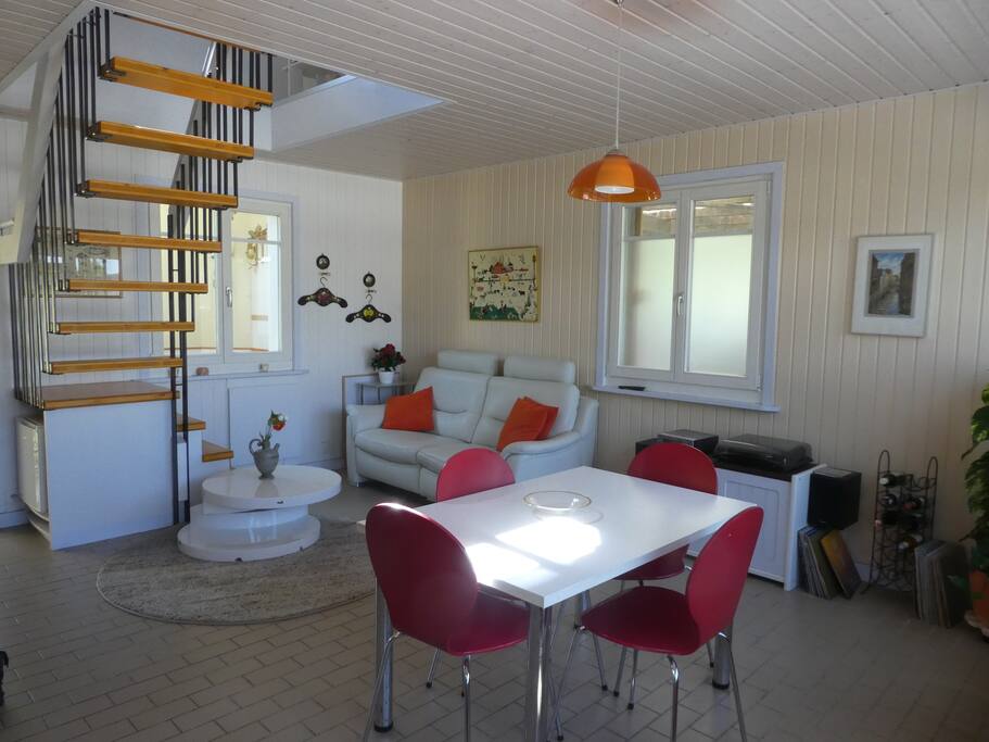 Salon ouvert + cuisine