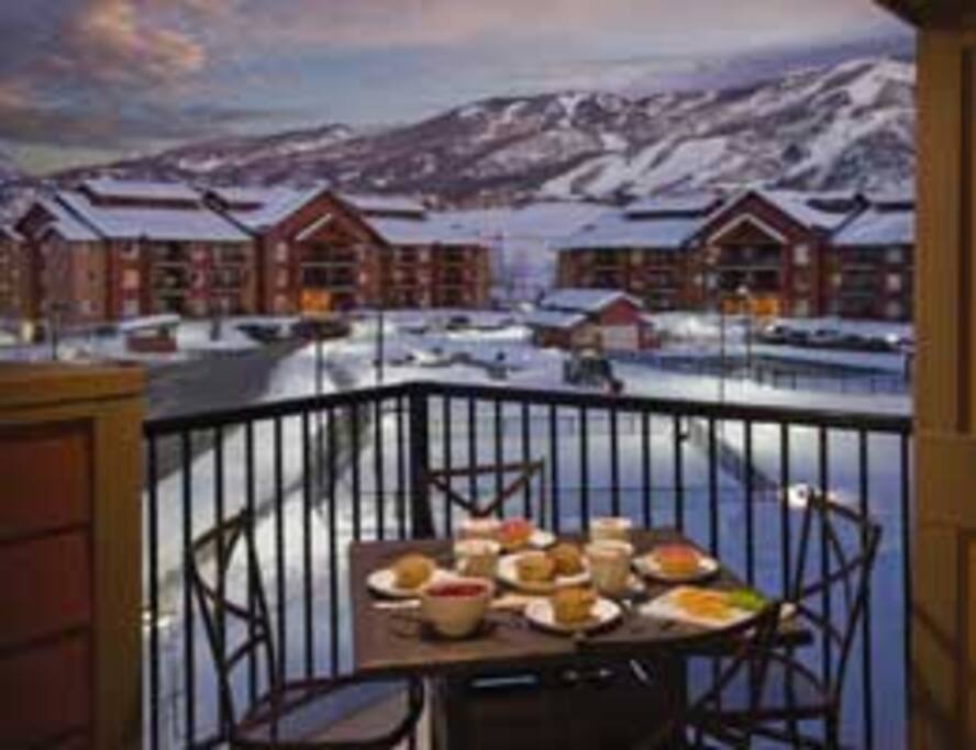 Balcony looking at ski area.
