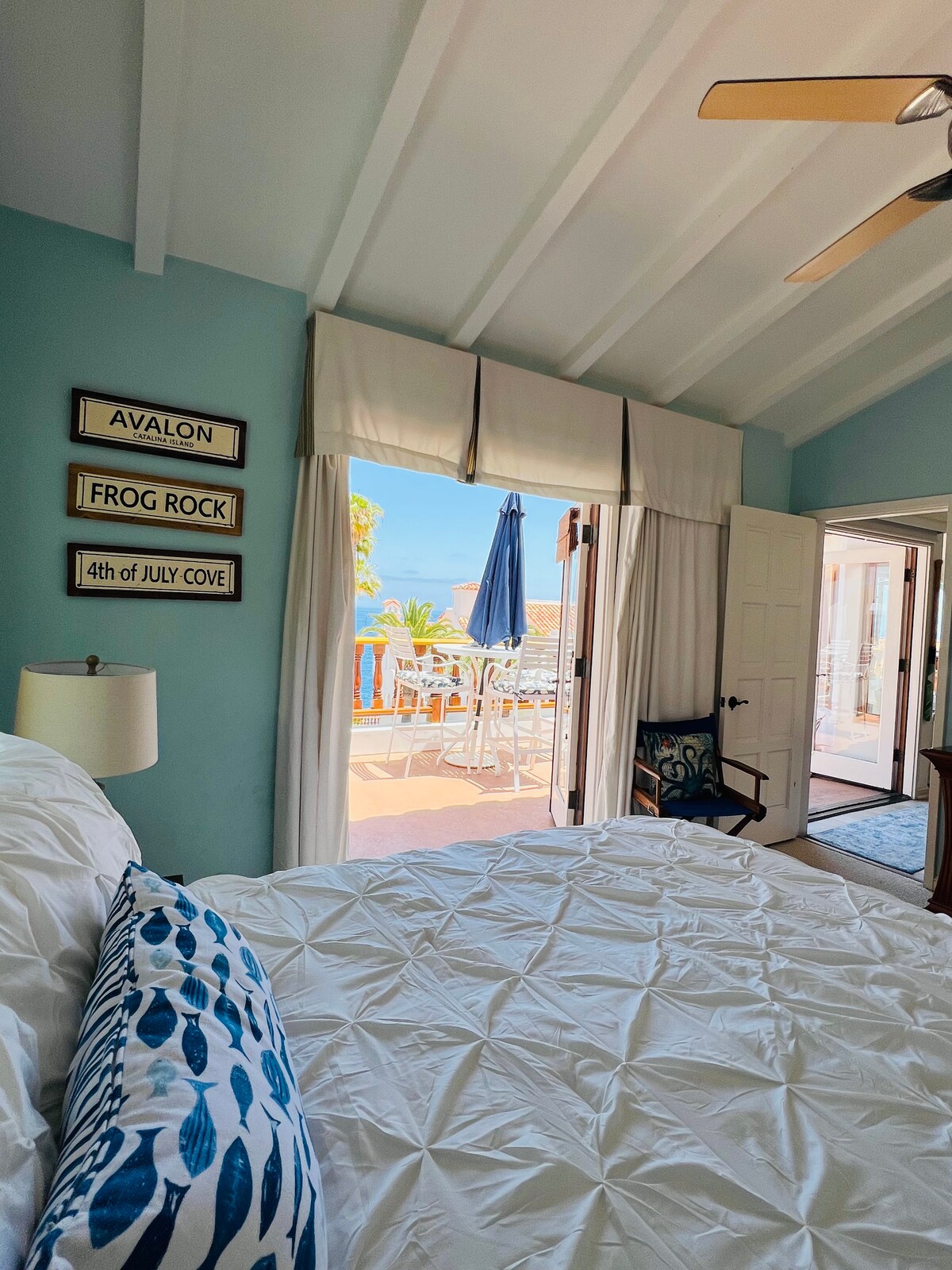 Master bedroom view with cal king bed.
