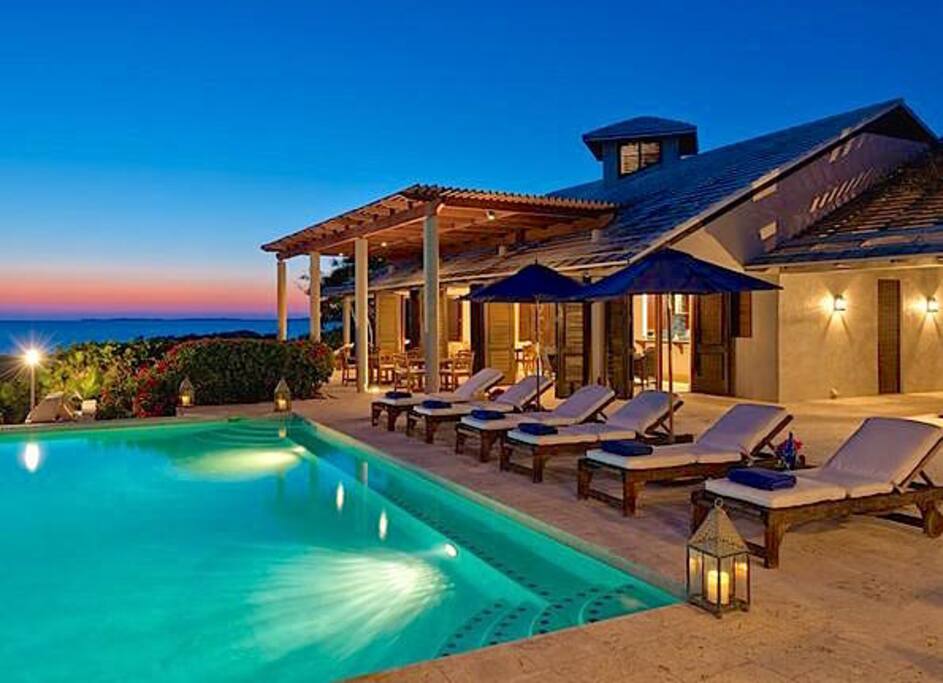 Pool Deck at Sunset Bridge of Dreams Villa on Silly Creek