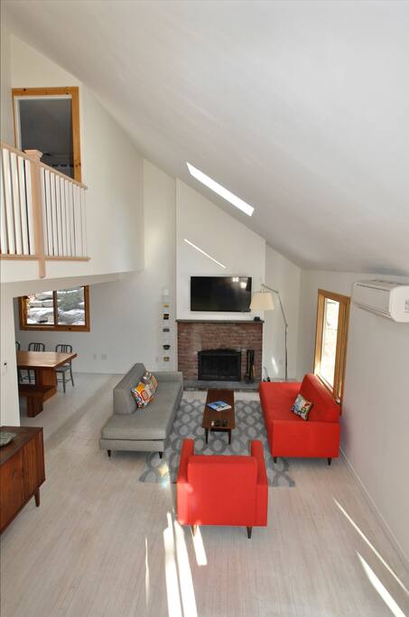 The living room as seen from the stairway.