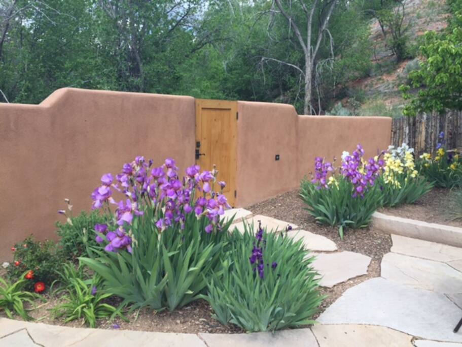 Courtyard garden that leads to hiking trails