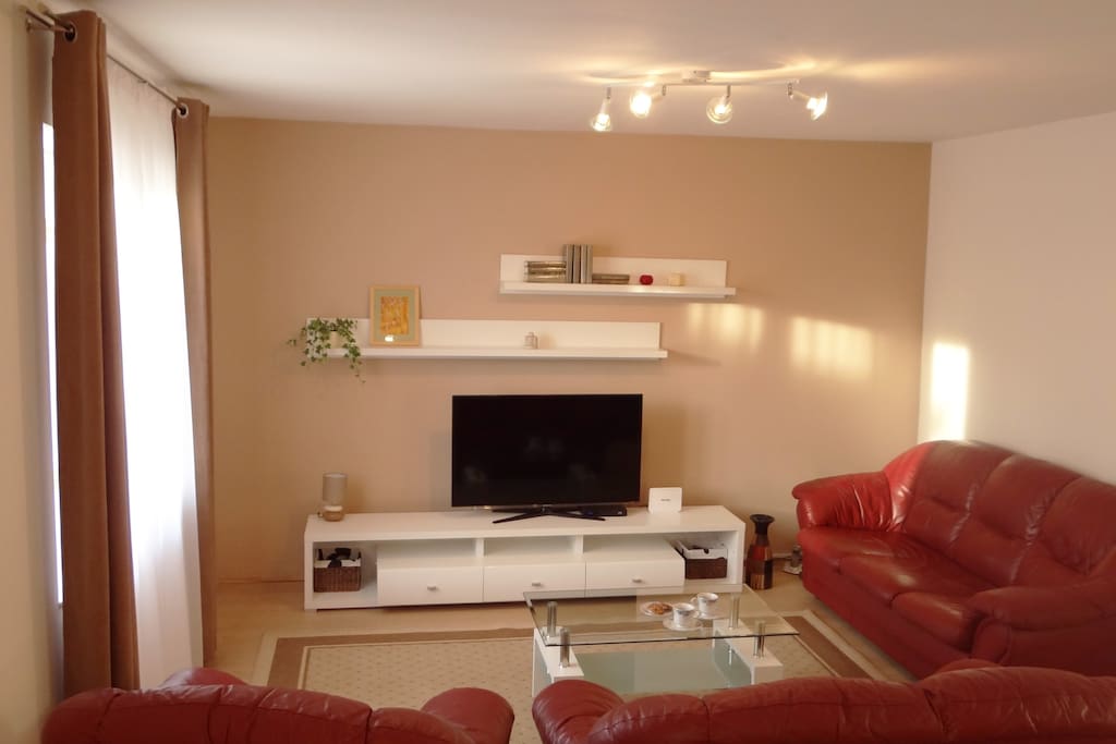 Living room,
large flat-screen TV