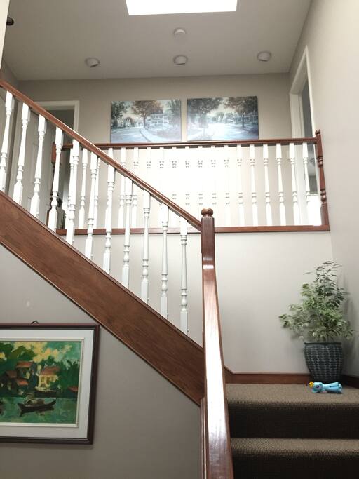 Stairs going up to the guest room