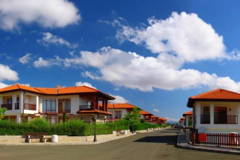 The gated compound made of 20 beautiful villas, each with a private yard and pool and parking place. 24/7 security on site.