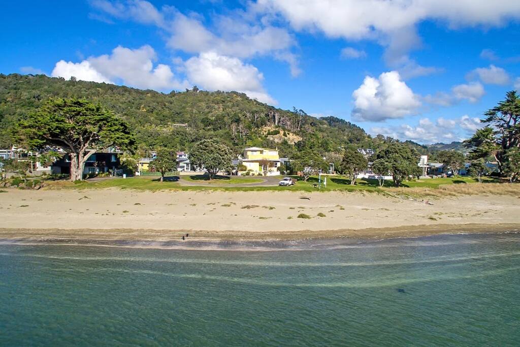 The beach in front of the house.