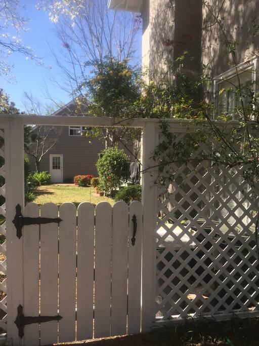 Side yard view of garage