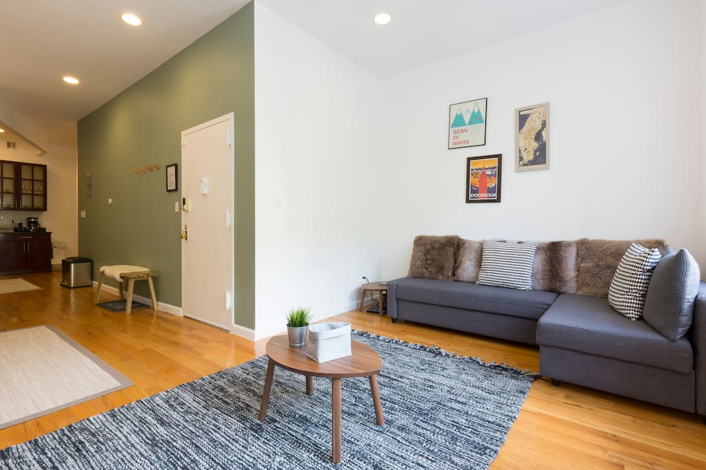 The unit has 10' ceilings throughout making the space feel very open and uncluttered