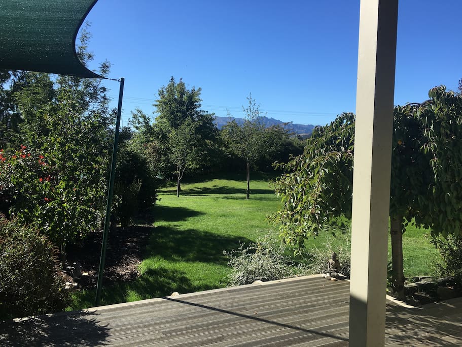 Across the deck.