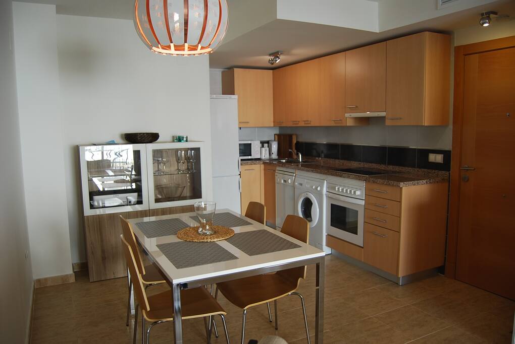 Kitchen and dining table.