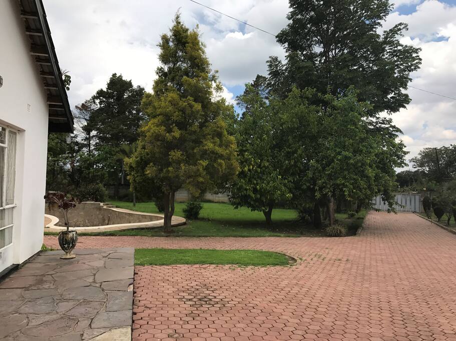 Paved driveway to gate