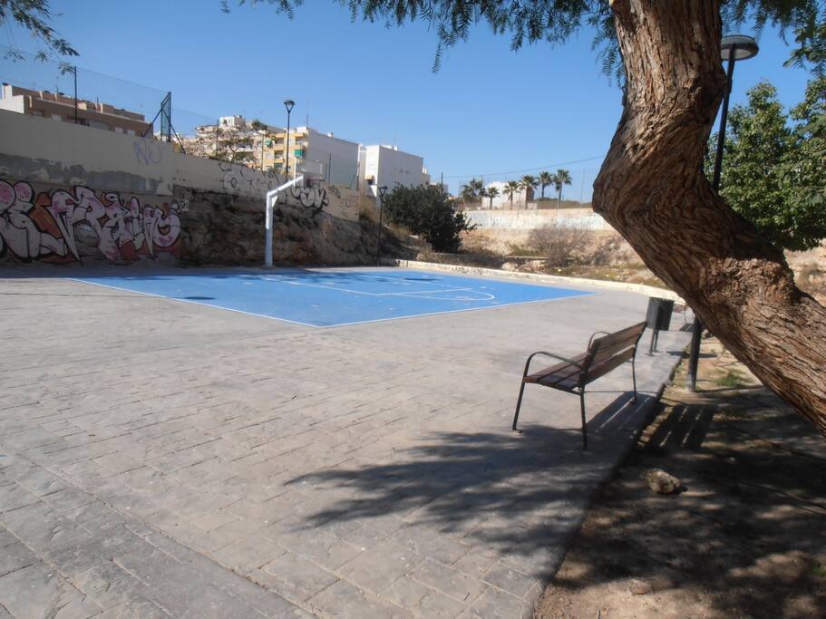 Sports court at rear of property