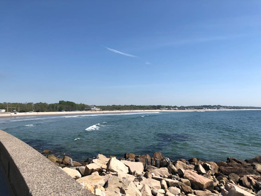 The seawall at Narragansett Beach