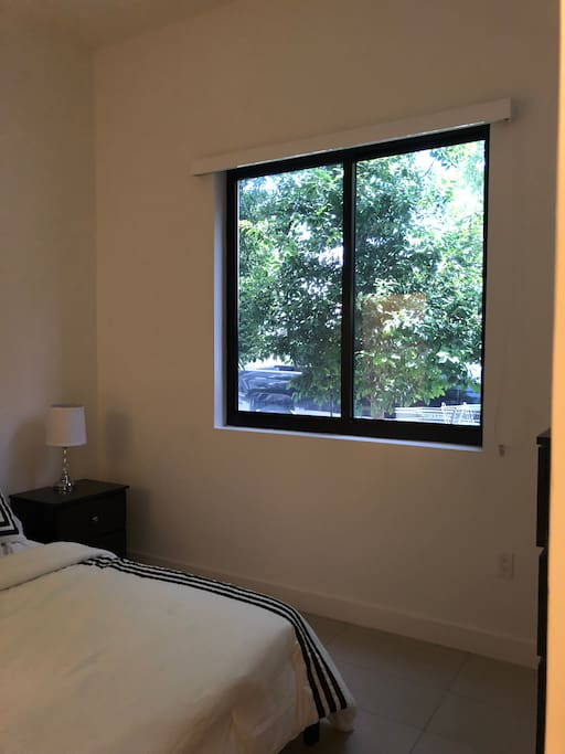 The view from the bed. Yes, you can close it down for privacry