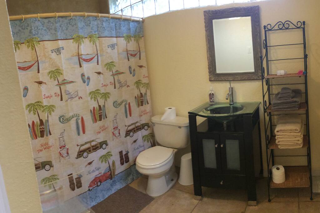 Big private bathroom with shower.