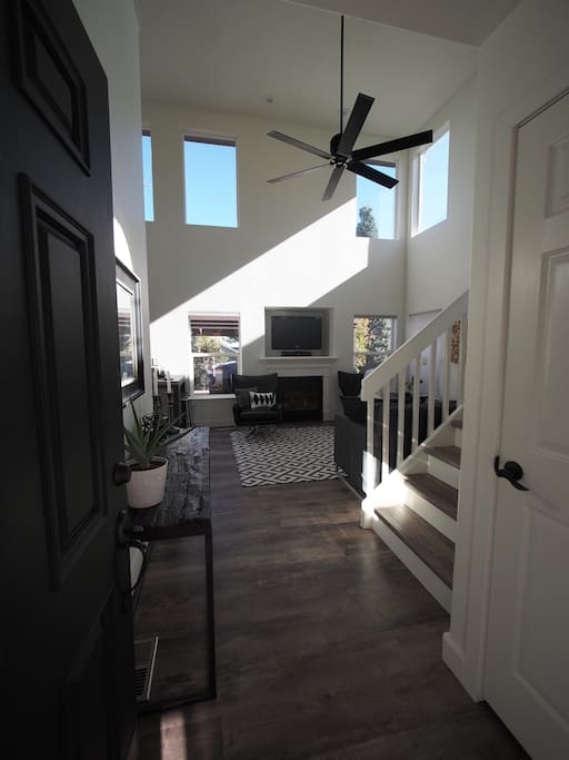 Double vaulted ceilings with lots of natural light when you walk through the front door.