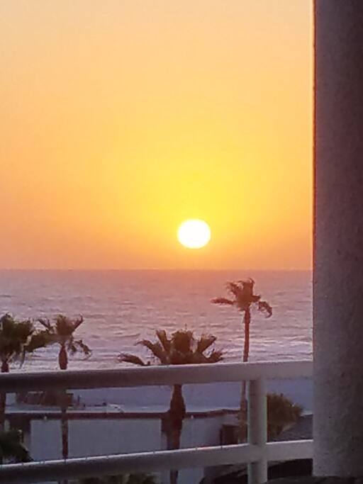 watching the sunrise from the deck.