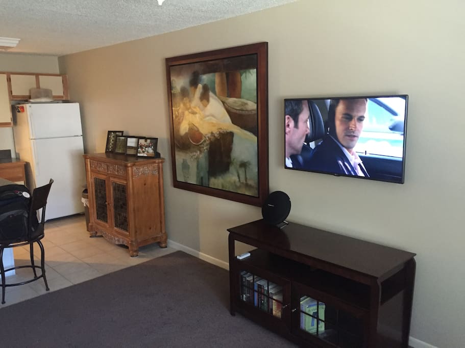 Televisions are equipped with Amazon FireStick and Chromecast.