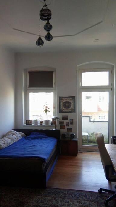 Bed and balcony