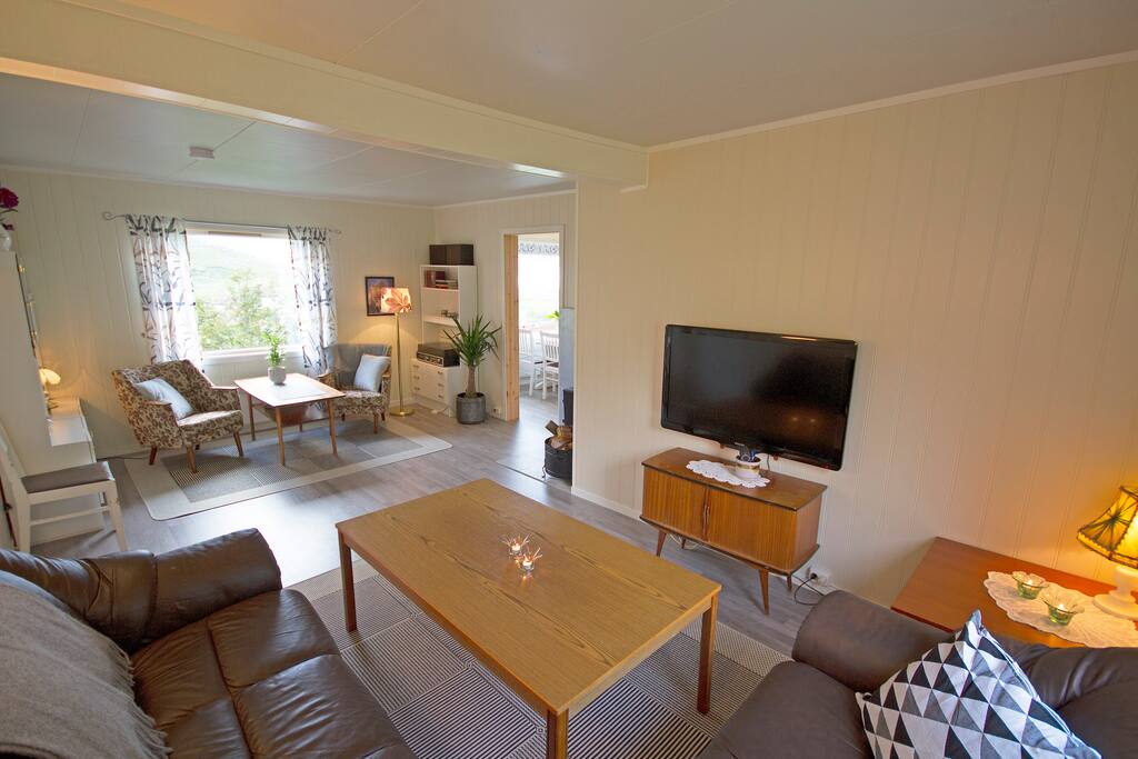 Living room with satelite-TV.
