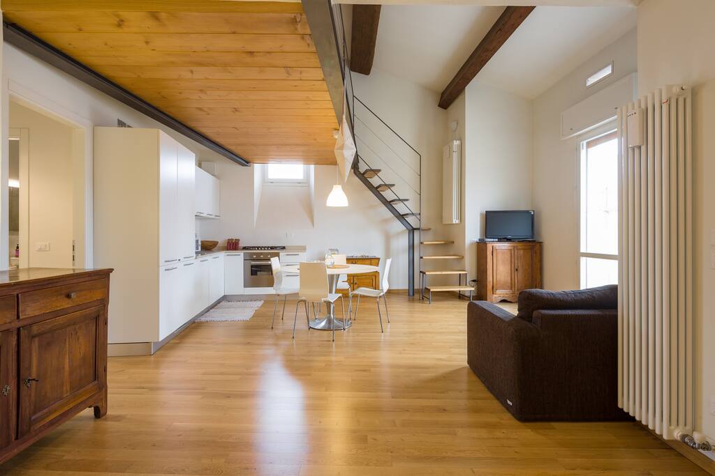 Large living room and kitchen