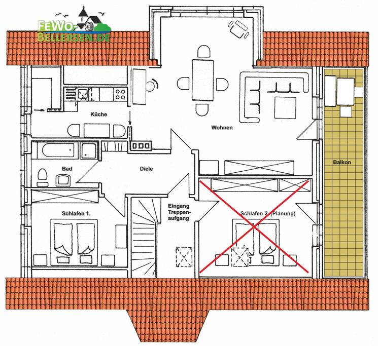 Übersicht der Wohnung als Zeichnung.