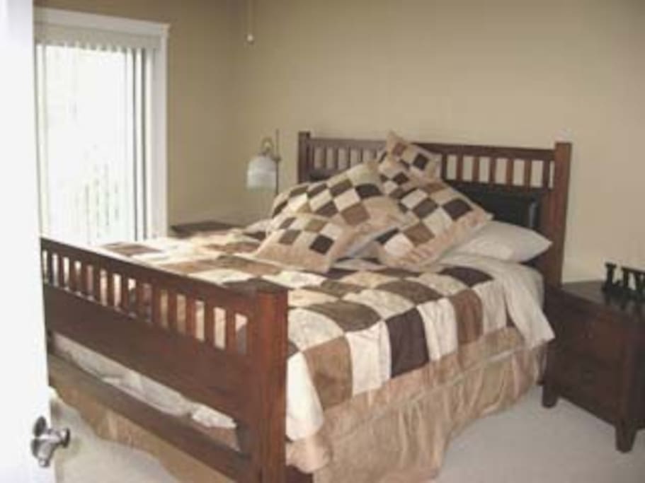 King size bed in Master with ensuite Pool view .
