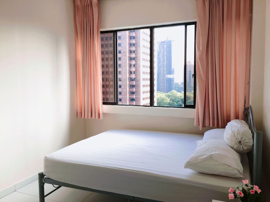 Room 3: 1 single bed & 1 queen bed (TV and AC inside)