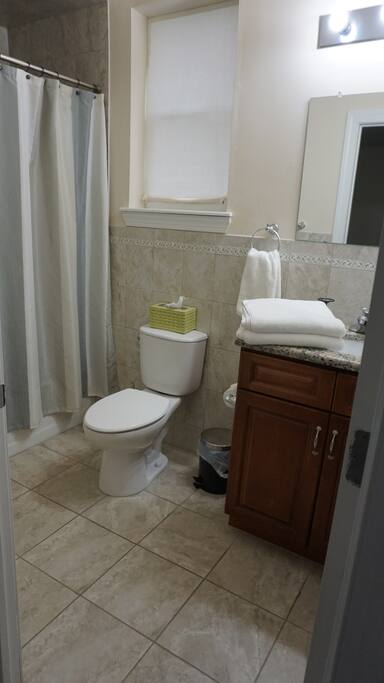 There is a full bathroom.