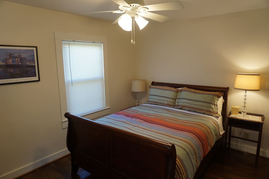 New queen mattress (2015)
Clean linens - lots of closet space, dresser
