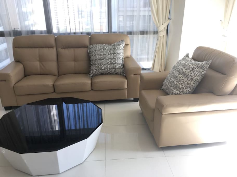1+3 leather sofa with coffee table