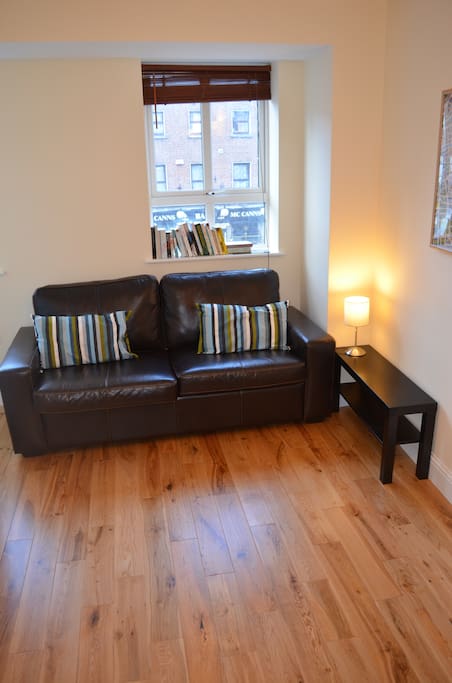 Comfy sofa, with bookswap and high speed internet